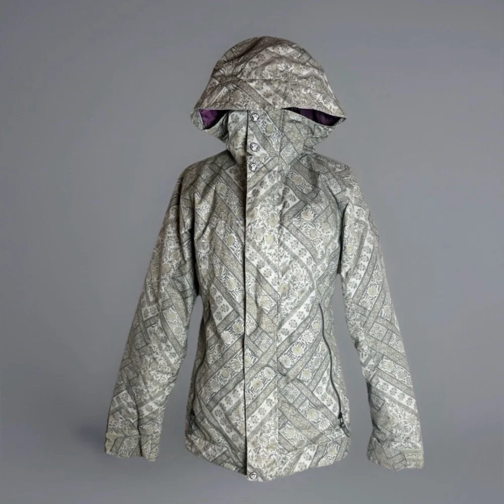 Burton White Collection DryRide Snowboard Ski Jacket XS Floral Hooded